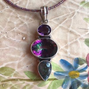 Sterling Silver mystic topaz Crystal necklace
